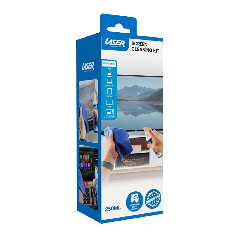Laser 250ml Screen Cleaning Kit with Microfibre Cloth, , hi-res