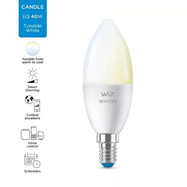 WiZ Tunable White E14 C37 Candle WiFi and BT Bulb, , hi-res