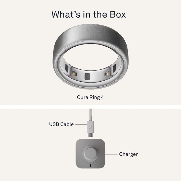 Oura Ring 4 Brushed Silver - Size 8, , hi-res