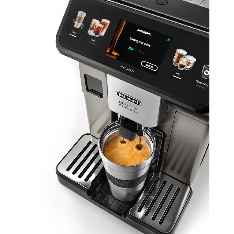 Delonghi Eletta Explore Connect Fully Automatic Coffee Machine Titanium, , hi-res