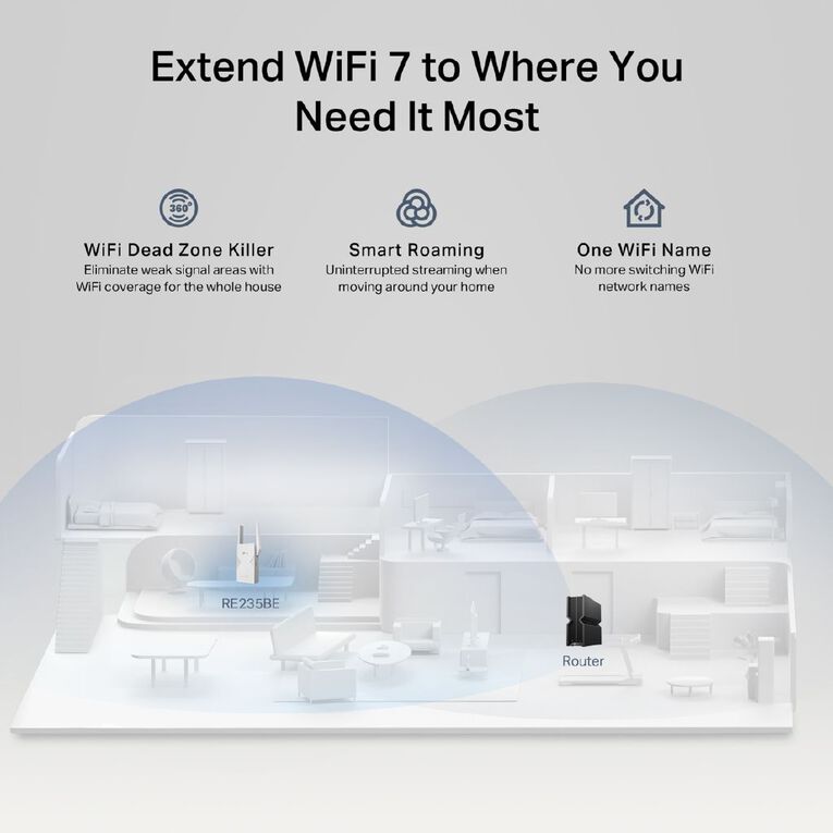 TP-Link RE235BE | BE3600 Dual Band Wi-Fi 7 Range Extender, , hi-res