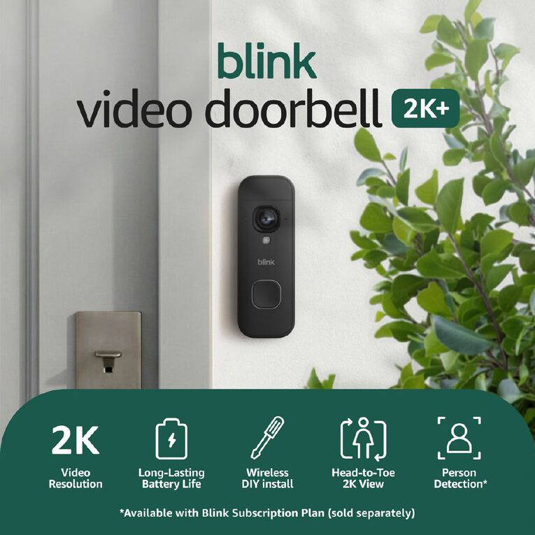 Blink Video Doorbell 2K+ Add On Black, , hi-res