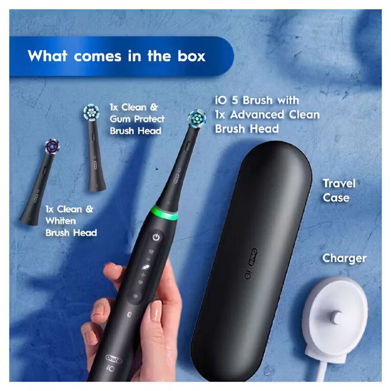 Oral-B iO5 Electric Toothbrush with Travel Case - Matte Black 2026, , hi-res