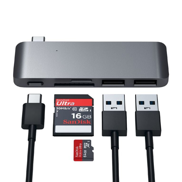 SATECHI USB-C USB Passthrough Hub - Space Grey, , hi-res