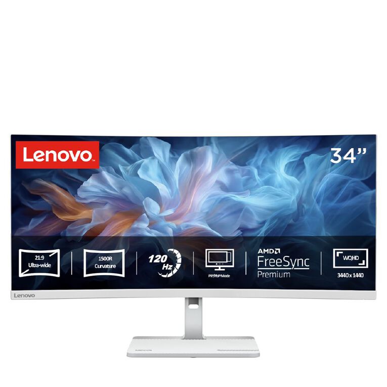 Lenovo L34W-4C 34 Inch WQHD 120Hz Curved Monitor, , hi-res