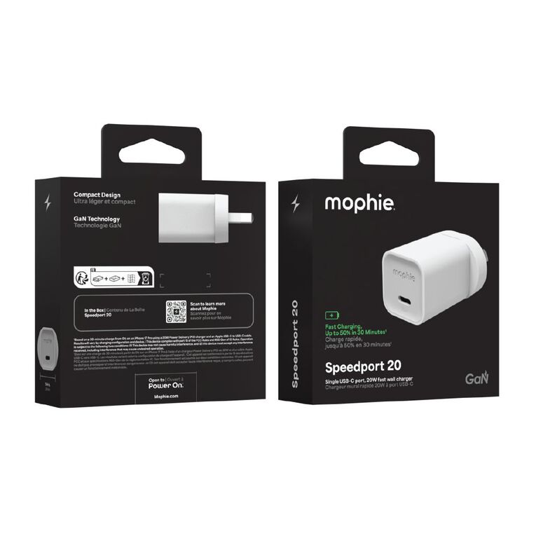 Mophie Speedport 20W USB-C GaN Wall Charger - White, , hi-res