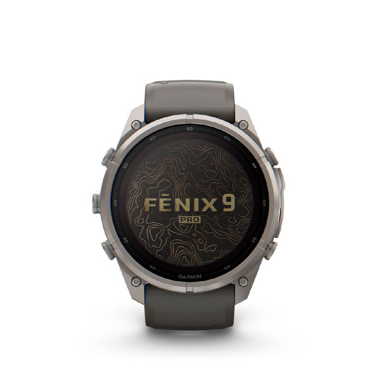 Garmin Fenix 9 Pro 51mm Solar - Titanium With Pebble Grey Silicone Band, , hi-res