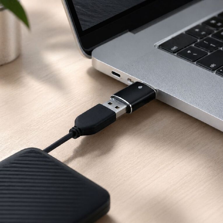 STM USB-C (Male) to USB-A (Female) Adapter - Black, , hi-res