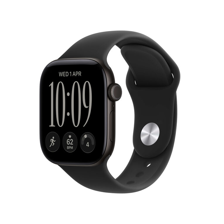 Apple Watch Series 12 GPS 42mm Black Aluminium Case with Black Sport Band S/M, , hi-res