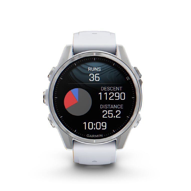 Garmin Fenix 8 43mm Glass AMOLED - Bare Stainless Steel with Whitestone Band, , hi-res