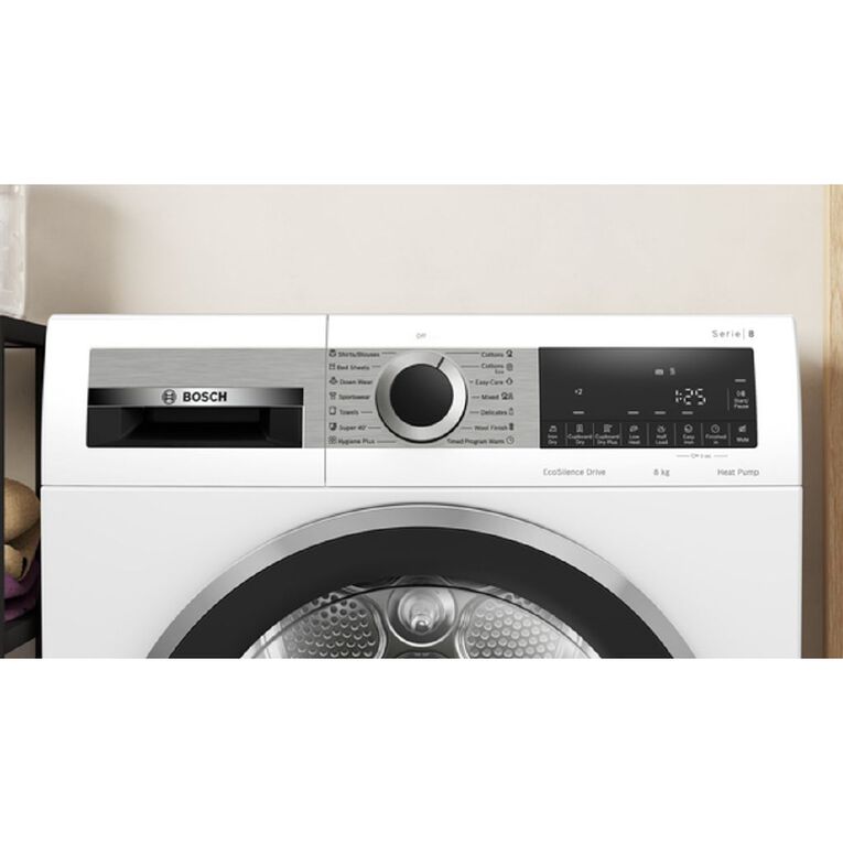 Bosch 8kg Series 8 Heat Pump Dryer - White, , hi-res