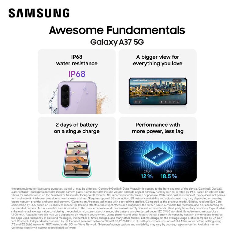Samsung Galaxy A37 5G 128GB - Awesome Charcoal, , hi-res