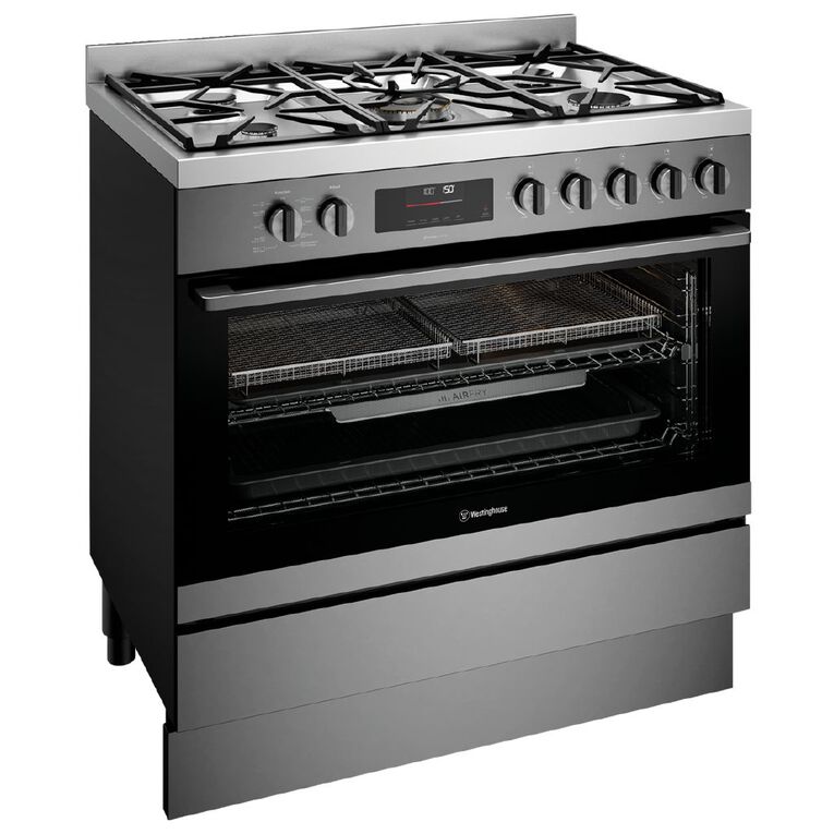 Westinghouse 90cm Dual Freestanding Oven with 5 Burner Gas Cooktop