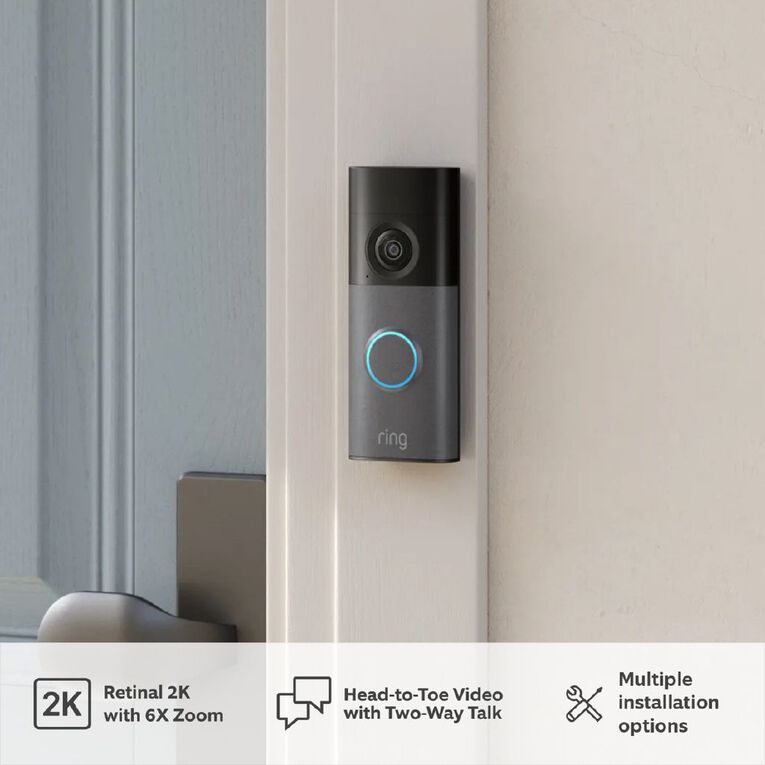 Ring Wired Video Doorbell 2K (2nd Gen) Plug-In - Speckled Grey, , hi-res