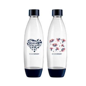 Sodastream Dishwasher Safe - 1L Black Fuse Bottle Twin Pack Kiwiana