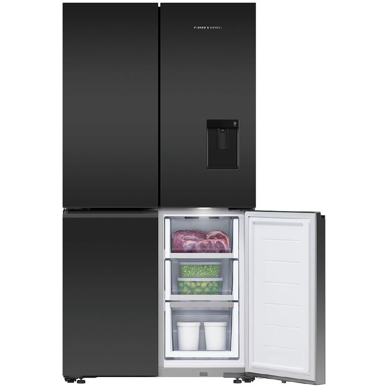 Fisher & Paykel 538L Series 7 Quad Door Refrigerator Ice & Water - Matte Black Glass, , hi-res
