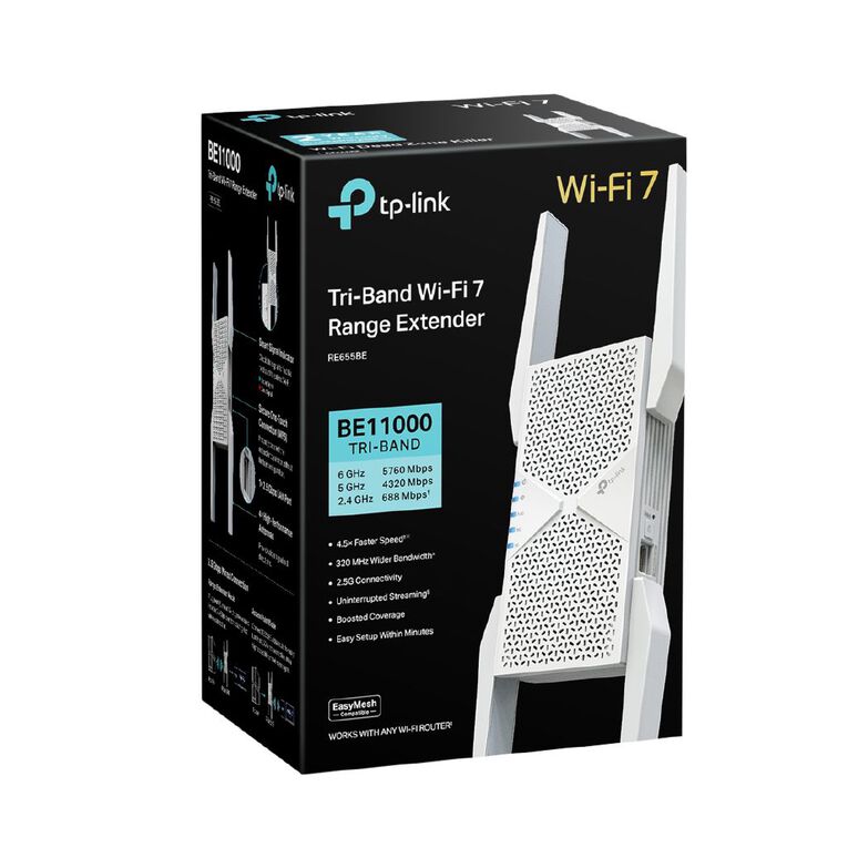 TP-Link RE655BE | BE9300 Tri-Band Wi-Fi 7 Range Extender, , hi-res