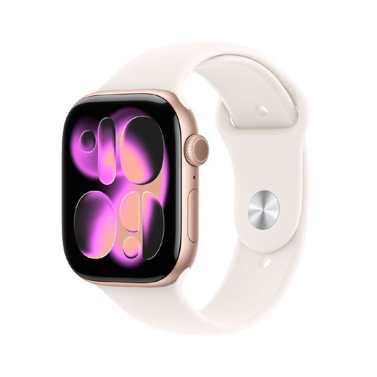 Apple Watch Series 11 Cellular 46mm Rose Gold Aluminium Case with Light Blush Sport Band M/L, , hi-res