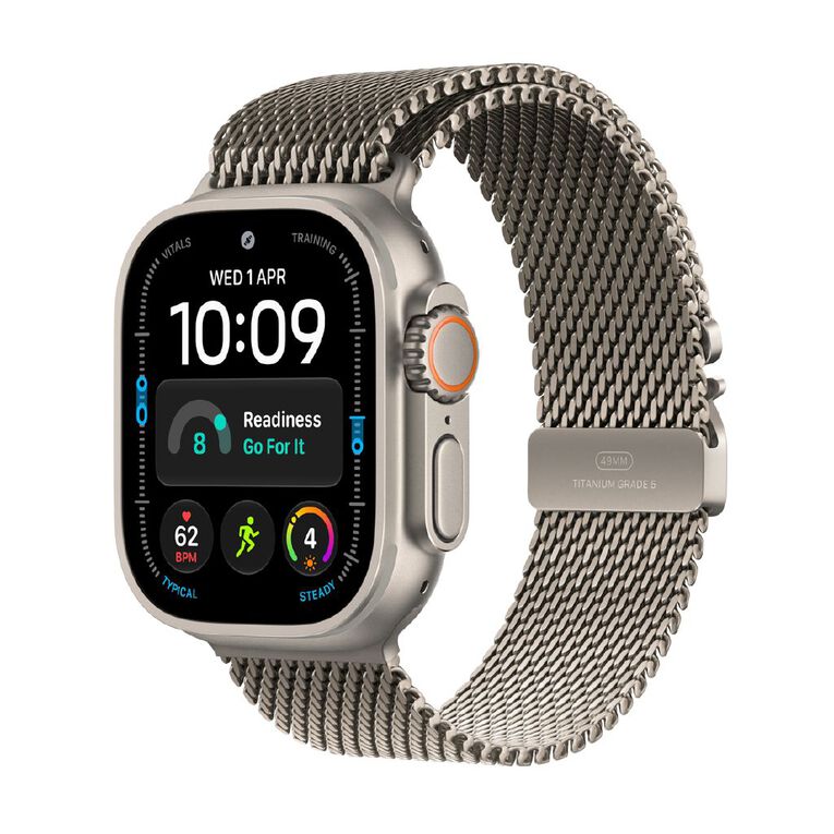 Apple Watch Ultra 4 Cellular 49mm Natural Titanium Case with Natural Milanese Loop S, , hi-res