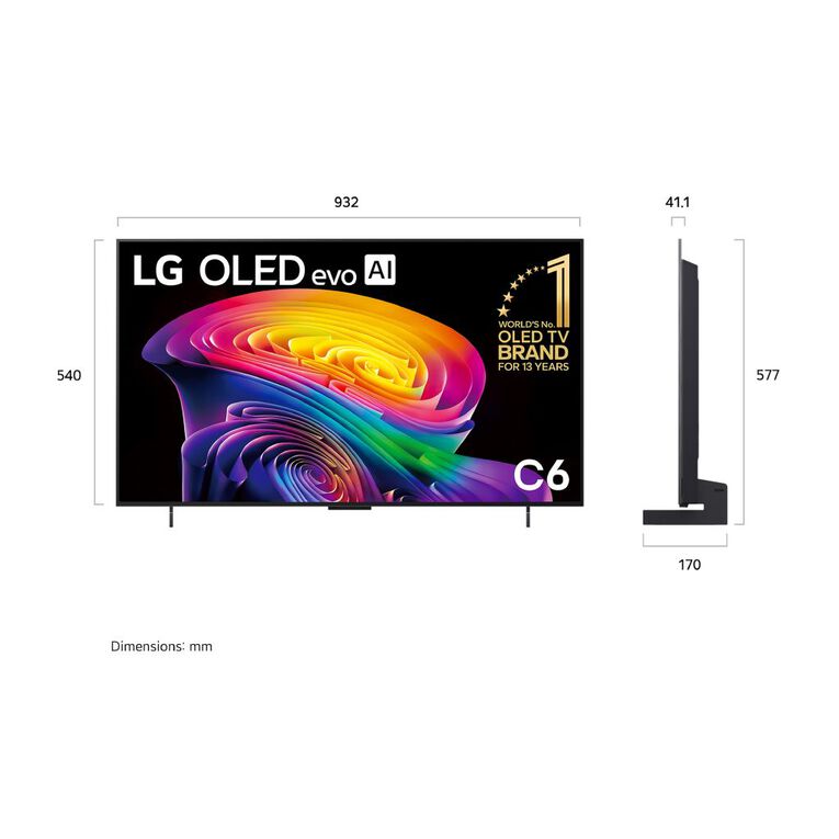 LG 42 Inch C6 evo AI 4K OLED Smart TV, , hi-res