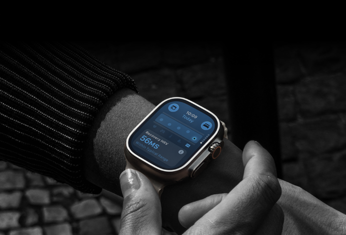 Person wearing Apple Watch Ultra 4 on wrist, Daytime Vitals slightly off