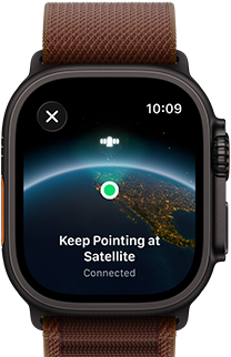 Apple Watch Ultra 4, titanium case, black colour, satellite connection, right side exterior, Digital Crown, raised side button, Alpine Loop band, burgundy colour