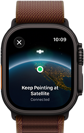 Apple Watch Ultra 4, titanium case, black colour, satellite connection, right side exterior, Digital Crown, raised side button, Alpine Loop band, burgundy colour