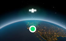 Globe showing user location with satellite icon above
