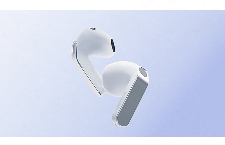 A pair of Galaxy Buds4 in White.