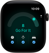Apple Watch Series 12, aluminium case, black colour, readiness score of 8, right side exterior, Digital Crown