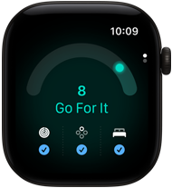 Apple Watch Series 12, aluminium case, black colour, readiness score of 8, right side exterior, Digital Crown