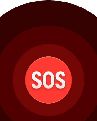 Emergency SOS icon, nested red circles with a white SOS in the middle