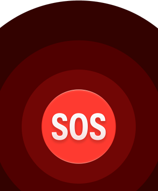 Emergency SOS icon, nested red circles with a white SOS in the middle