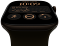 Apple Watch Series 12, aluminium case, dark bronze colour, Modular watch face, complications: day and date, Workouts, Activity rings, Apple Music, right side exterior, Digital Crown, Sport Band, olive colour