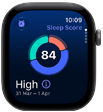 Apple Watch Series 12, aluminium case, space grey colour, sleep score circle graph, right side exterior, Digital Crown
