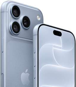 iPhone 18 Pro, glacier, front and back view showing Ceramic Shield, triple camera system