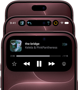 3 iPhone 18 Pros in Burgundy fanned out to show Dynamic Island in different modes: off, minimised, maximised
