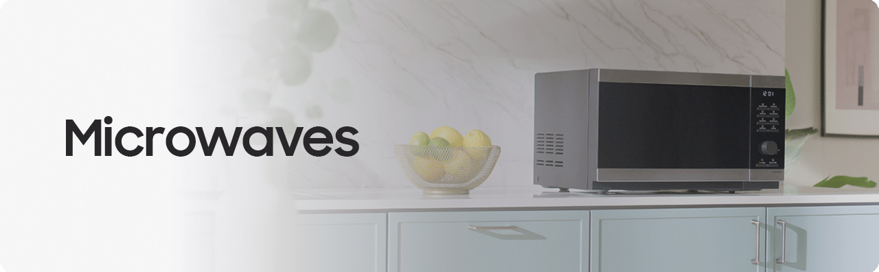 Samsung Microwave sitting on a bench