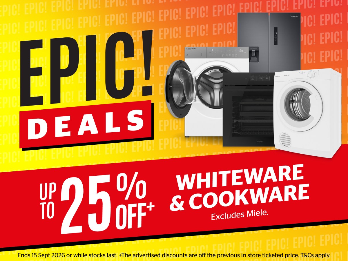 Up to 25% off Whiteware & Cookware 