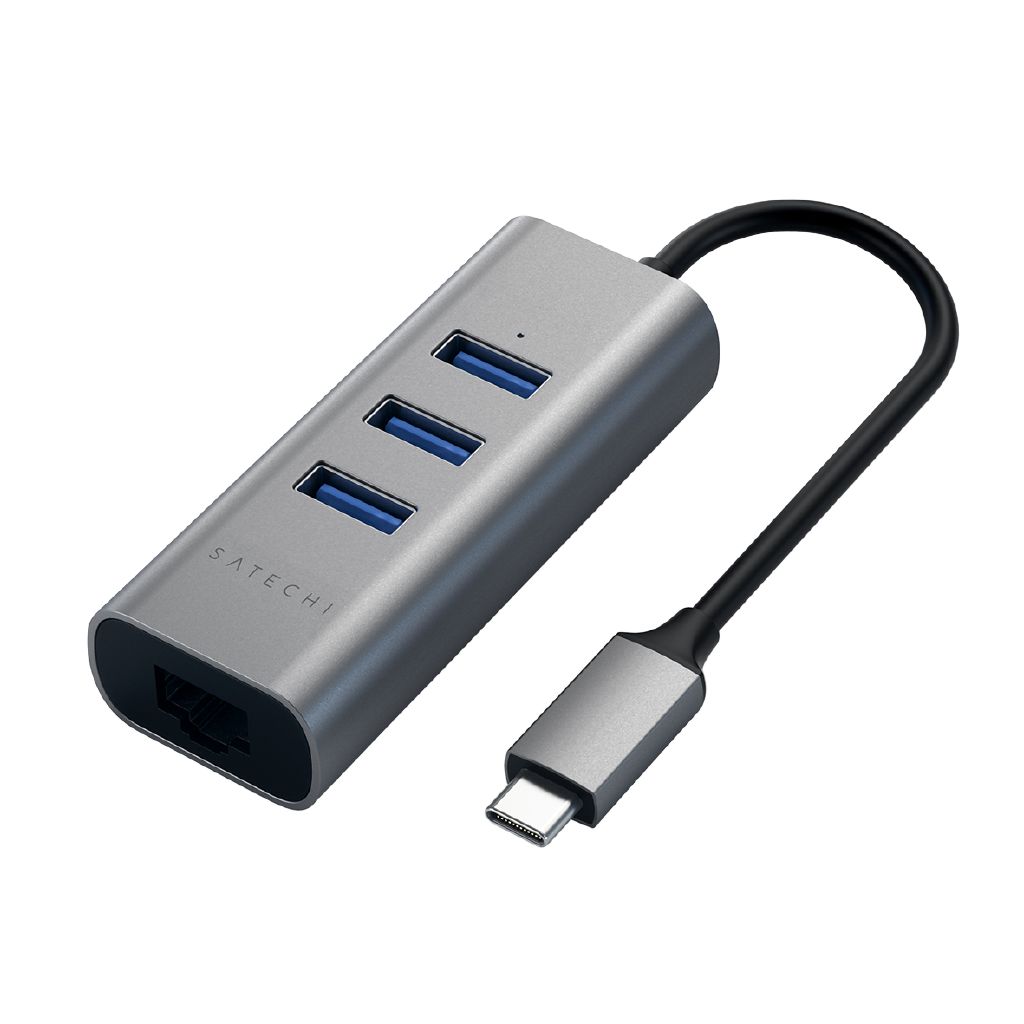 SATECHI USB-C 2-in-1 3 Port USB 3.0 Hub & Ethernet - Space Grey