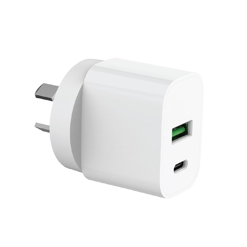 Laser USB-A/C 30W PD Wall Charger - White