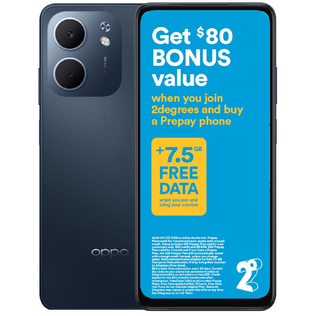 OPPO A5X with 2degrees SIM - Midnight Blue - Noel Leeming