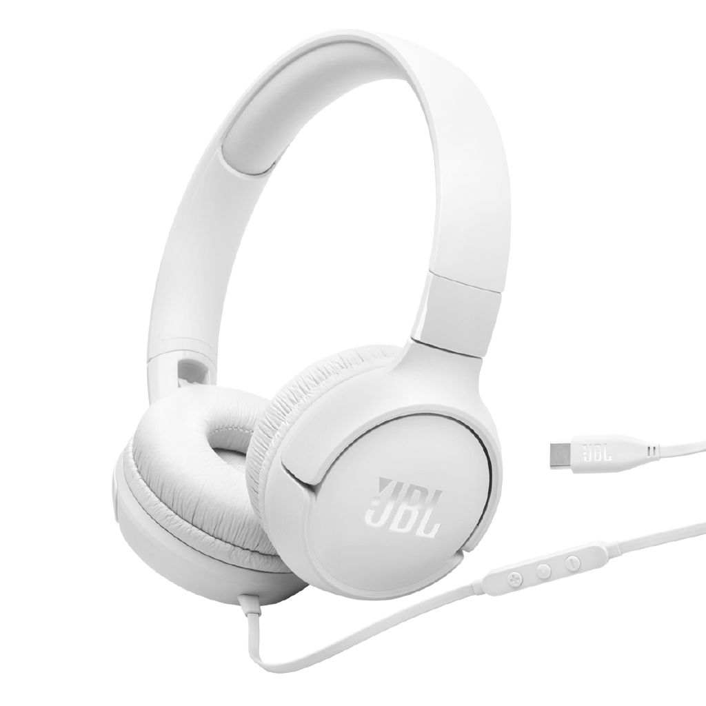 JBL Tune 520C USB-C Wired On-Ear Headphones - White