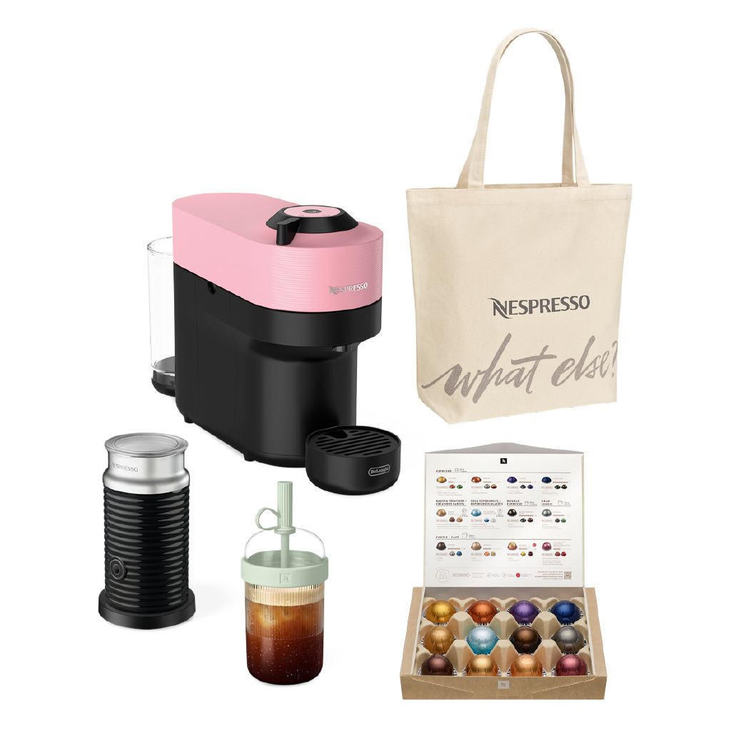 Nespresso Vertuo Pop Capsule Coffee Machine By De'Longhi - Candy Pink Value Pack